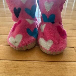 Harley Pink Heart Patterned Slipper Boots